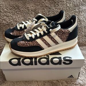 Adidas Run 70s 2.0 Black and Cream Sneakers with Leather Upper and Stripes